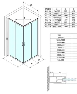 Sprchovacie kúty GELCO SIGMA SIMPLY CHROM Obdĺžnikový sprchovací kút 1100x800 číre sklo, GS2111-GS2180 GS2111-GS2180