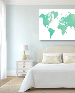 Obrazy na korku Obraz na korku mapa sveta v zelenom odtieni