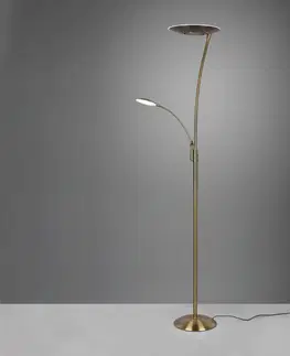 Stojacie lampy Trio Lighting LED lampa Granby s LED lampou na čítanie mosadz