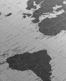 Obrazy na korku Obraz na korku politická mapa sveta v čiernobielom prevedení
