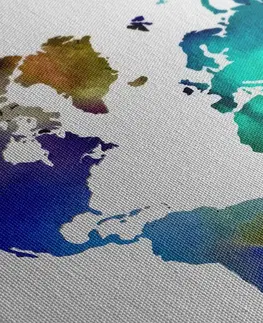 Obrazy mapy Obraz farebná mapa sveta v akvarelovom prevedení