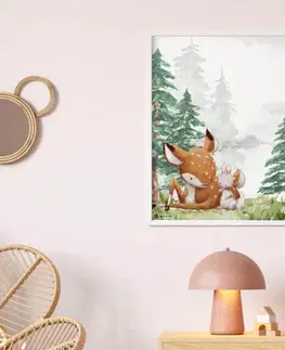 Obrazy do detskej izby Obraz na stenu pre deti - Srnka a zajačik