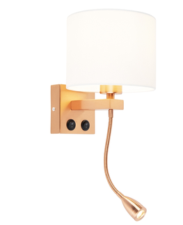 Nastenne lampy Nástenná lampa v štýle art deco medená s bielym tienidlom - Brescia