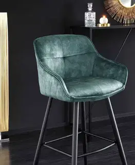 Barové stoličky LuxD Dizajnová barová stolička Natasha petrolejový zamat