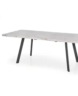 Stoly v podkrovnom štýle Rozkladací stôl Dallas 160/220x90cm Mdf/Oceľ – Biely Marmur/Čierna