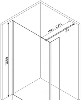Sprchové dvere MEXEN/S - Kyoto Sprchová zástena WALK-IN 170 x 30 cm, transparent, čierna 800-170-212-70-00-030