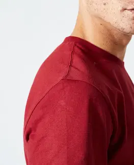 fitnes Pánske tričko na fitness 500 Essentials červeno-bordové s potlačou