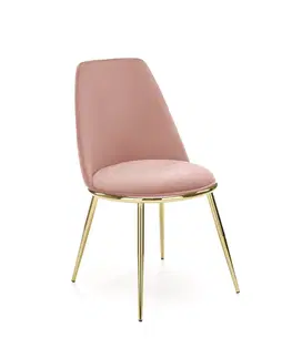 Jedálenské stoličky HALMAR K460 jedálenská stolička ružová / zlatá