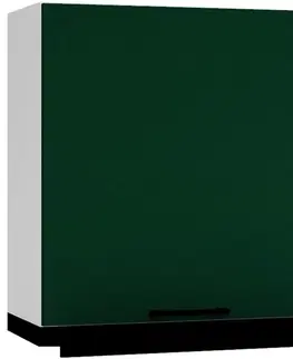 Kuchynské skrinky visiace Kuchynská skrinka Max W60/68 Slim Pl z čiernam kapucňou zelená