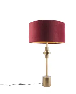 Stolove lampy Stolná lampa Art Deco bronzový zamatový odtieň červená 50 cm - Diverso