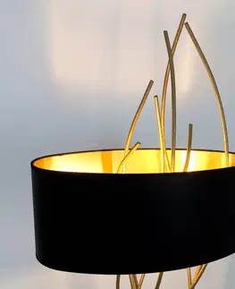 Stojacie lampy Holländer Oválna stojacia lampa Elba, zlatá/čierna, výška 180 cm, železo
