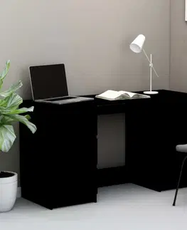 Pracovné stoly Písací stôl so 6 zásuvkami 140x50 cm Dekorhome Čierna lesk