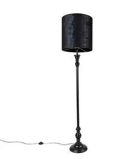 Stojace lampy Klasická stojaca lampa čierna s čiernym tienidlom 40 cm - Classico