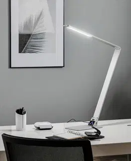 Stolové lampy Fabas Luce Plochá LED lampa na písací stôl Wasp z hliníka