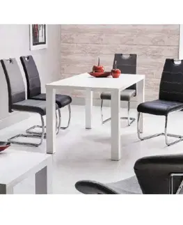 Jedálenské stoly Jedálenský stôl, biela vysoký lesk HG, 140x80 cm, ASPER NEW TYP 3