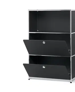 Dressers Kovový regál »CN3« s 2 výklopnými priehradkami, čierny