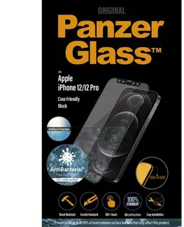 Ochranné fólie pre mobilné telefóny Ochranné temperované sklo PanzerGlass Case Friendly pre Apple iPhone 12, 12 Pro, čierna 2720