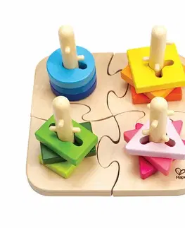 Drevené hračky Hape Kreatívne drevené puzzle, 19,7 x 11,6 x 19,7 cm