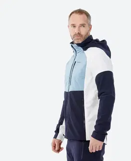 bundy a vesty Pánska ľahká a nepremokavá lyžiarska bunda tmavomodro-svetlomodro-biela