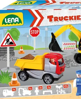 Hračky - dopravné stroje a traktory LENA - Truckies Set stavba, okrasný kartón
