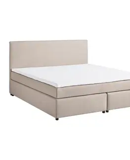Americké postele Boxspringová posteľ s toperom, 180x200 Cm, Béžová