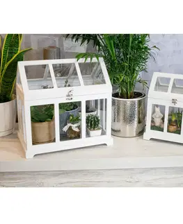 Kvetináče a truhlíky Mini skleníky, set 2 ks, biela, MAURI