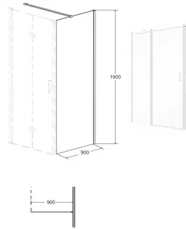 Sprchovacie kúty HOPA - Pevná stena EXO-CH BLACK - FARBA rámu - Čierna, Rozmer A - 90, Rozmer C - 190, Smer zatvárania - Univerzálne Ľavé / Pravé, Výplň - Číre bezpečnostné sklo - 6 mm BCEXOCH90BC