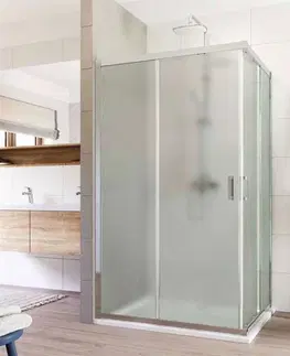 Vane MEREO - Sprchovací set: LIMA, obdĺžnik, 100x80 cm, chróm  ALU, sklo Číre, vanička z liatého mramoru CK82413KM