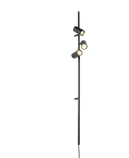 Nastenne lampy Nástenná lampa čierna s nožným spínačom 3 svetiel - Jeana Luxe