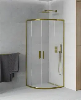 Sprchovacie kúty MEXEN - Rio sprchovací kút štvrťkruh 70 x 70, dekor, zlatá 863-070-070-50-30
