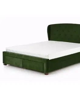 Dvojlôžkové postele Posteľ Sabrina 160 zelená/orech
