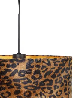 Zavesne lampy Moderné závesné svietidlo čierne s tienidlom leopard 35 cm - Combi