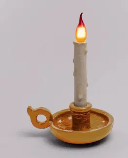 Vnútorné dekoratívne svietidlá SELETTI Stolová LED lampa Grimm Bugia tvar sviečky zlatá
