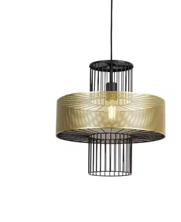 Zavesne lampy Dizajnová závesná lampa zlatá s čiernou 40 cm - Tess