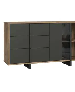 Komody do obývačky Komoda Gudrid dub flagstaff/čierna