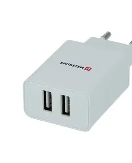 Nabíjačky pre mobilné telefóny Sieťový Adaptér Swissten Smart IC 2x USB 2,1A + Dátový kábel USB / Lightning MFi 1,2 m, biely 22055000