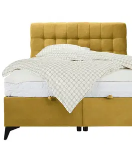 Postele s úložným priestorom Kontinentálna posteľ Magic, 140x200cm,žltá