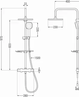 Sprchy a sprchové panely MEXEN/S - KT33 sprchový stĺp s termostatickou batériou biela / chróm 771503393-21