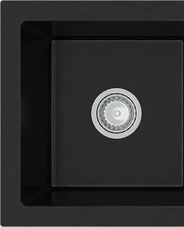 Kuchynské drezy MEXEN MEXEN - Pablo granitový drez 1 s odkvapkávačom 752x436 mm, čierna 6510751010-77