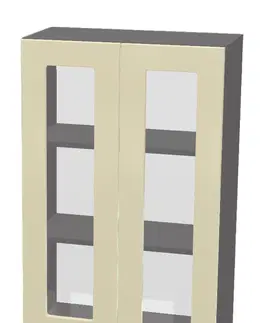 Kuchynské skrinky horná vysoká vitrína š.60, v.92, Modena W6092G, grafit / biely mat