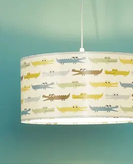 Závesné svietidlá Maco Design Závesné svetlo do detskej izby Krokodíl s farebným motívom