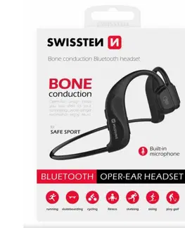 Slúchadlá Swissten Bluetooth Earbuds bone conduction, black - OPENBOX (Rozbalený tovar s plnou zárukou)
