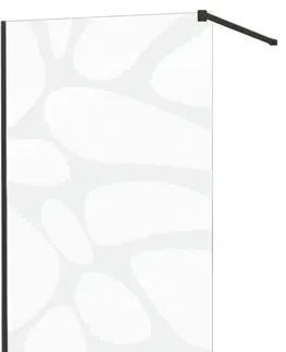 Sprchové dvere MEXEN/S - KIOTO Sprchová zástena WALK-IN 120x200 cm 8 mm, čierna, biely vzor 800-120-101-70-97