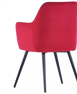 Jedálenské stoličky a kreslá Jedálenská stolička 4 ks zamat / oceľ Dekorhome Červená