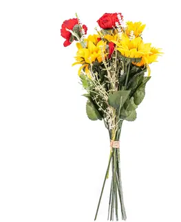 Kvety Umelá kytica z lúčnych kvetov, slnečnice a mak, 33 x 84 x 18 cm