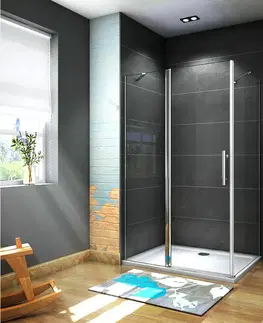 Sprchovacie kúty H K - Obdĺžnikový sprchovací kút MELODY B5 100x90 cm s jednokrídlovými dverami s pevnou stenou, vrátane sprchovej vaničky z liateho mramoru SE-MELODYB510090 / SE- ROCKY-10090