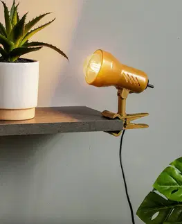 Stolové lampy s klipom TEMAR LIGHTING Upínacia lampa KD Gold so zástrčkou, objímka E27