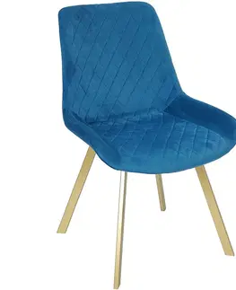 Čalúnené stoličky Stolička Kansas Modrá/nohy Zlatý