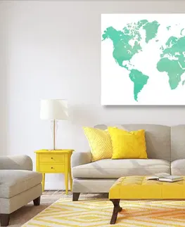 Obrazy na korku Obraz na korku mapa sveta v zelenom odtieni