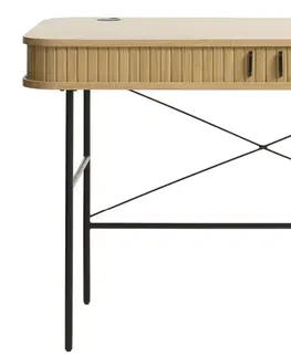 Písacie stoly Furniria Dizajnový písací stôl Vasiliy 120 cm prírodný dub
